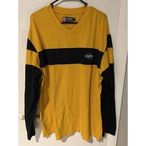 Vintage CHAPS Ralph Lauren Mens XL Yellow Blue Pullover Long Sleeve Cotton Shirt